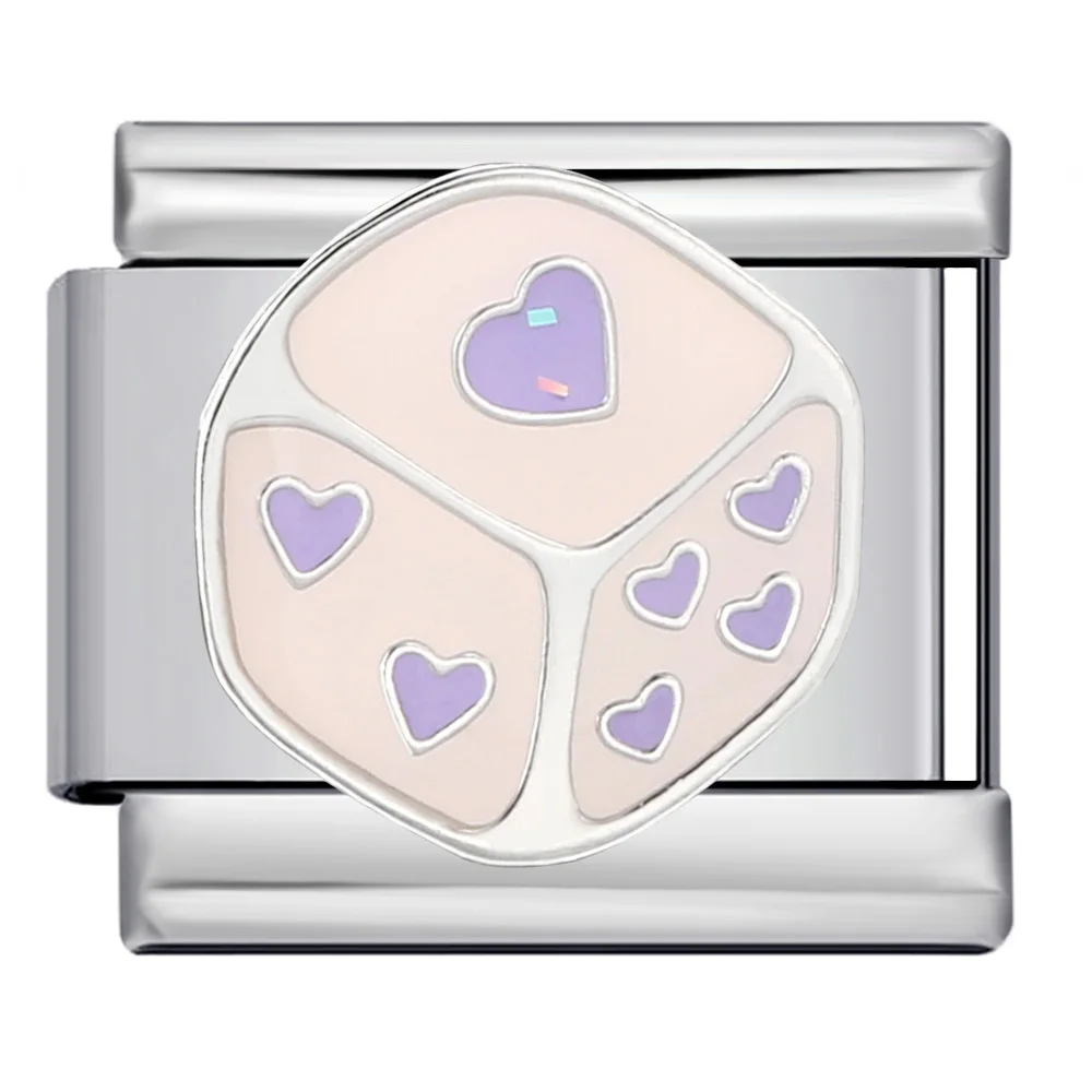 Mode Helllila Y2k Niedlicher italienischer Charm Link Fit 9mm Edelstahl Armband Herstellung DIY Perlen Schmuck Für Frauen Männer – Detail 3