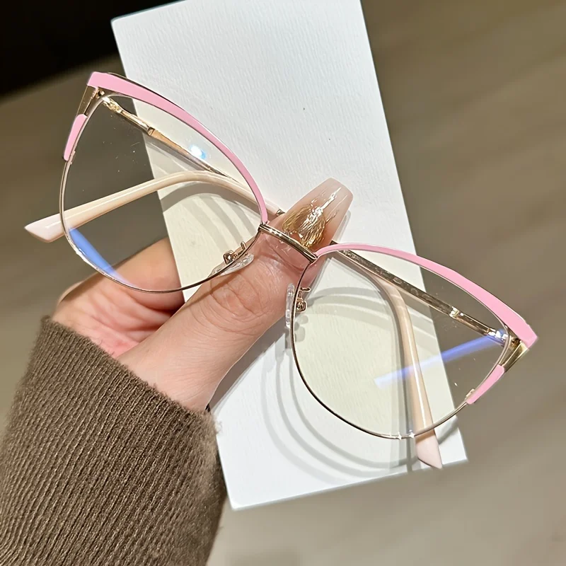Blue Light Blocking Glasses - Large Oval Frame, Fashionable Black with Gray Shaded Arms