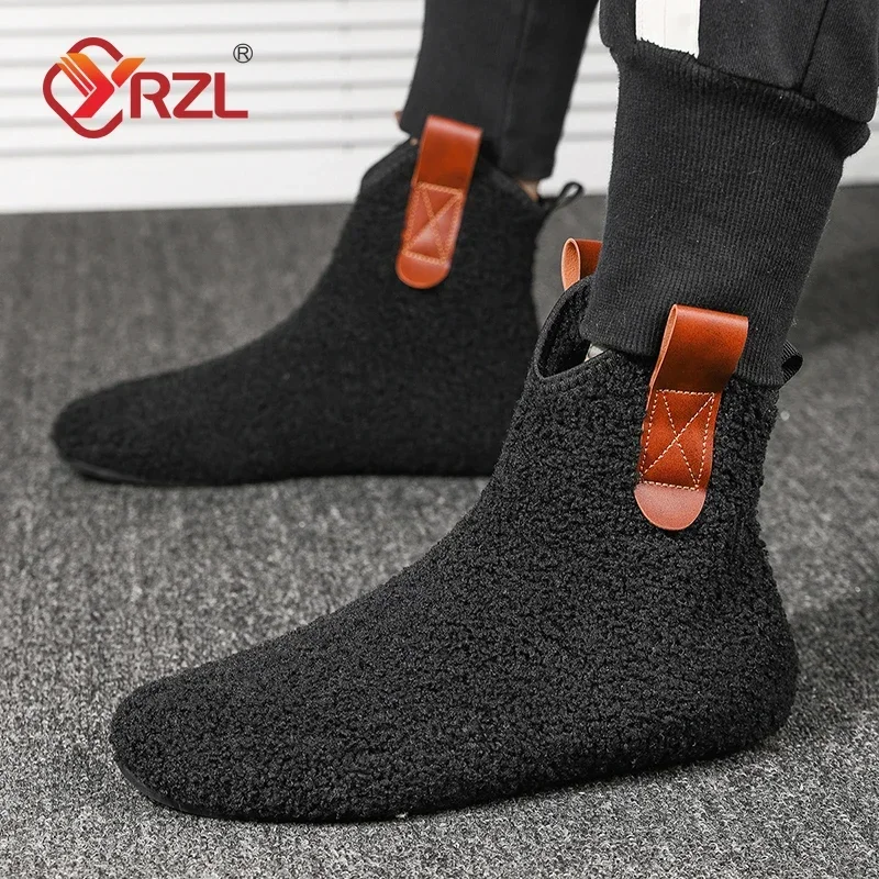 YRZL Cotton Shoes Male Boots Men Winter Warm Indoor Home Shoe Comfortable Plush Man Casual Shoes Soft  Anti-slip Walking Shoes — view 3