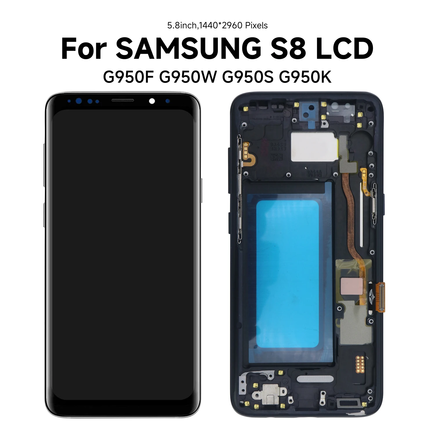 TFT 품질 LCD 터치 스크린 디지타이저 교체, 삼성 S8 G950 G950F 디스플레이 S8 플러스 G955 G955F 용 프레임 포함 S8 LCD