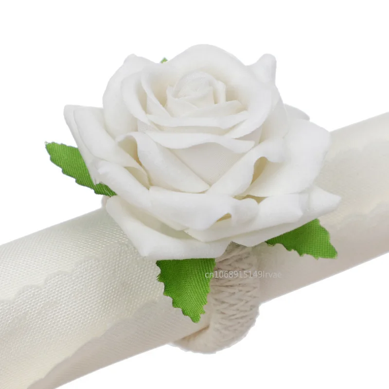 Artificial Flower Style Napkin Rings  Napkin Holder for Christmas Thanksgiving Wedding Engagement Dinning Table Decoration