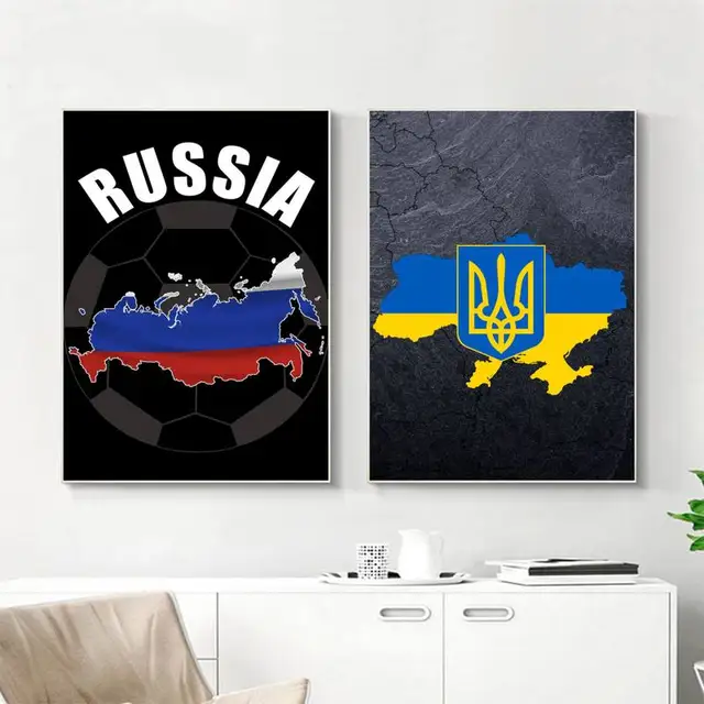 Belarus, Estonia, Latvia, Poland, Ukraine, Russian flag, map, canvas painting, family bedroom, coffee wall sticker painting, cut