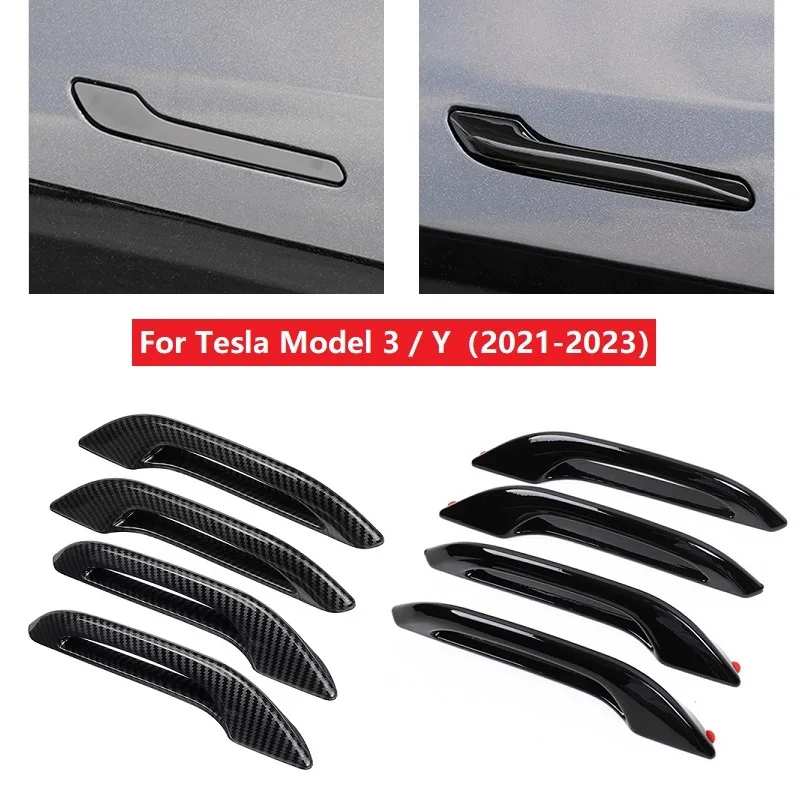 

For Tesla Model 3 Model Y 2021-2023 ABS Car Door Handle Protection Cover 4PCS Bonding Firm Antifreeze Modification Accessories