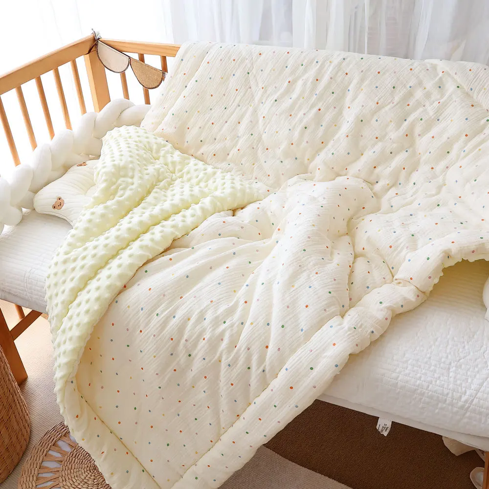 110X140cm Flower Print Baby Quilt Newborn Nap Quilts Soft Cotton Infant Blanket Fall Winter Swaddle Wrapped Bedding 6