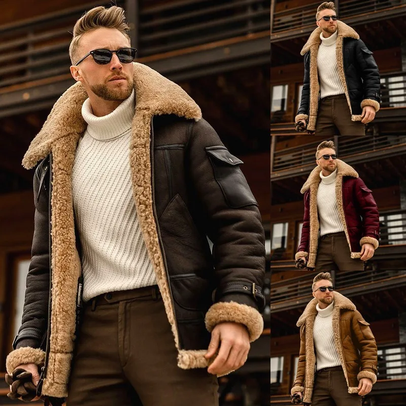 

Men's Windbreaker Jackets Coat New Fashion Winter Warm Thick Fleece Bomber Jackets Casual Male Long Sleeve Outwear Men Clothing