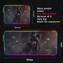 

LOL Loli Jinx Gaming RGB LED Mousepad Arcane Baobao Glow Table Mat Anime Girl Kawaii Game Component Carpet Large Mousepad XXL