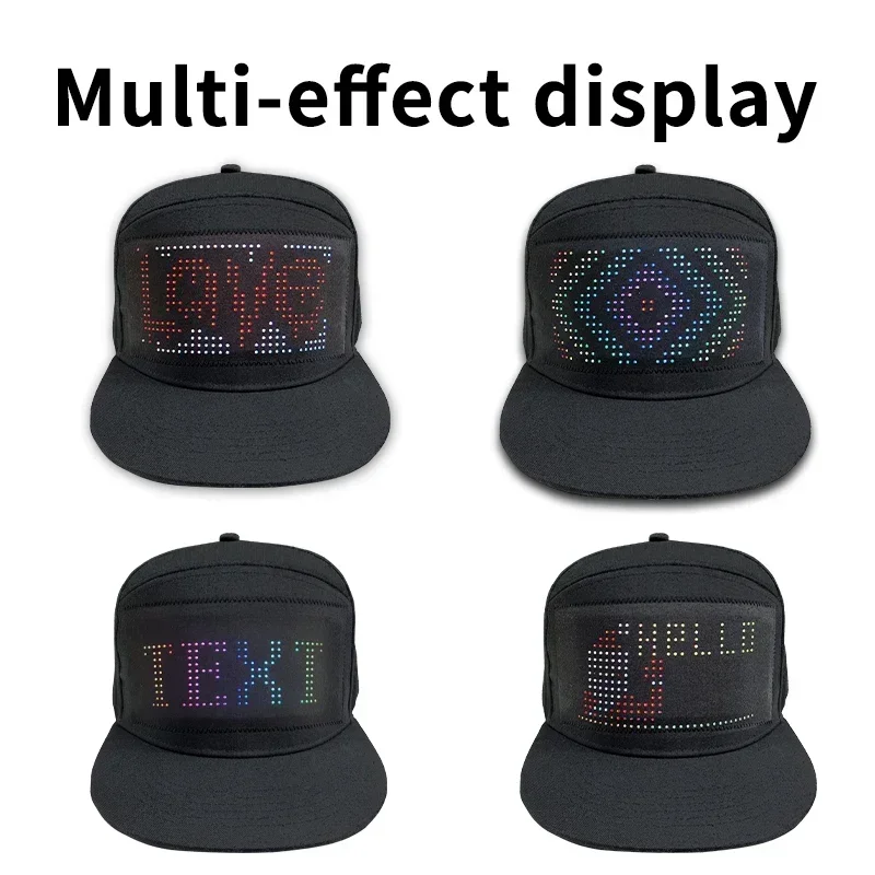LED Glowing Hat 5V LED Matrix Scrolling Text Display Message Pattern Programmable APP Multilingual Disco Party Cool Baseball Cap led light led modules led module
