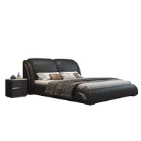 Lit double noir moderne de style italien pour chambre principale, lit de mariage luxueux, accessoires de maison et meubles de chambre 6