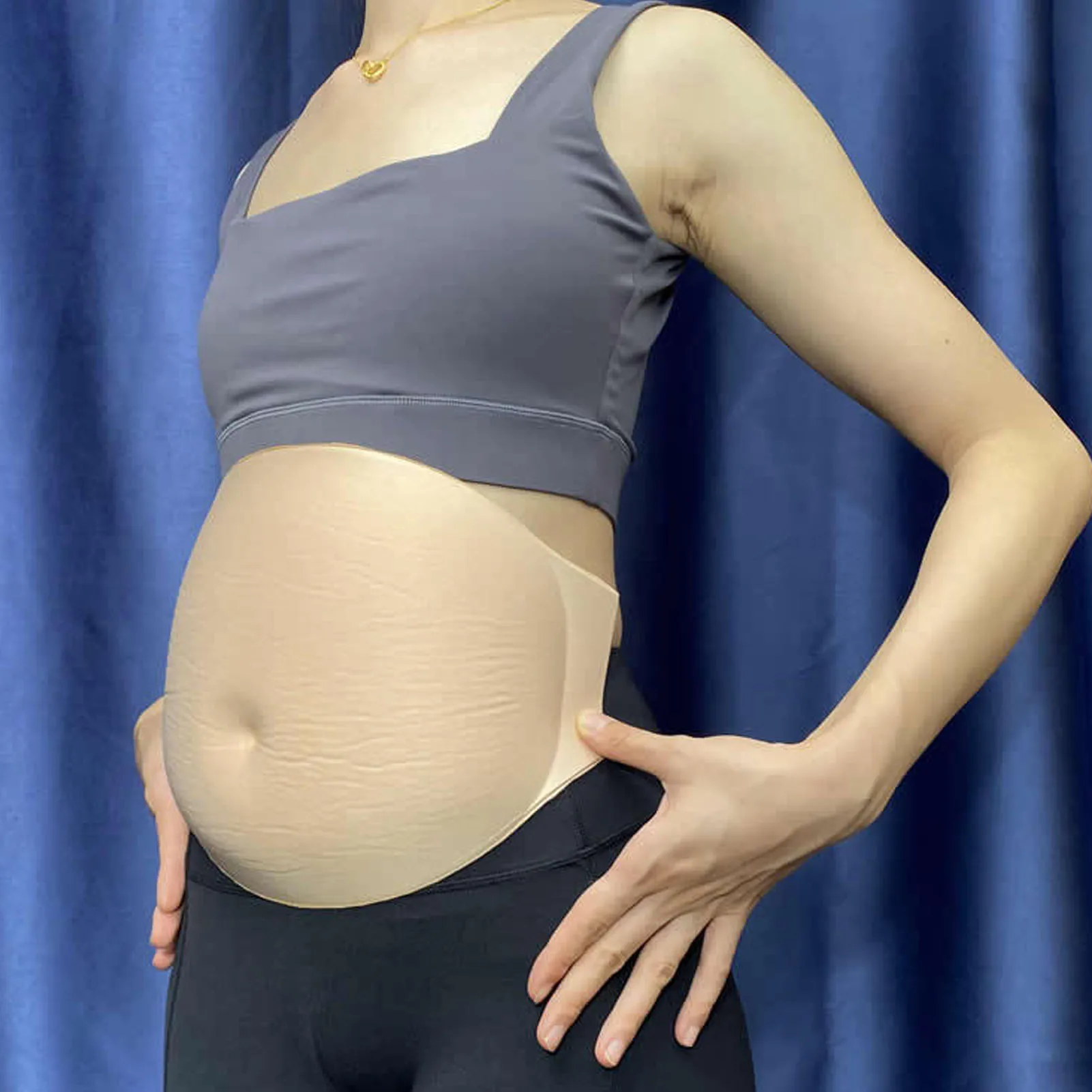 Faux Ventre Bébé Grossesse Faux Ventre De Femme Enceinte 6-8 Mois Faux Ventre De Grossesse Ru00e9aliste En Silicone Artificiel Pour Bu00e9bu00e9 Doux Au Toucher, Body Pour Acteur Moonbump Faux Ventres