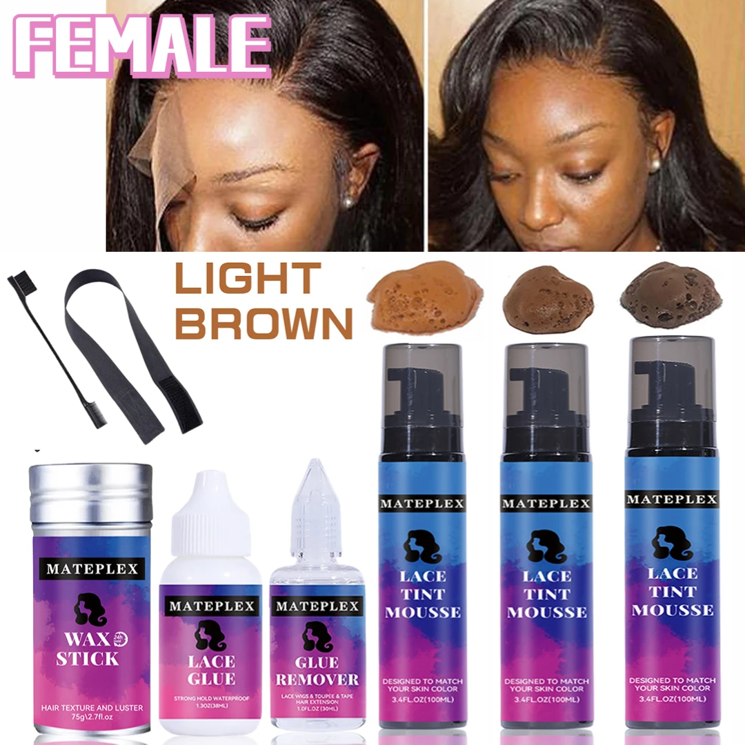 

6pcs/Lot Lace Glue Waterproof Invisible Wig Adhesive Strong Hold Lace Front Wig Glue for Closure+Lace Tint Spray for Wigs Brown