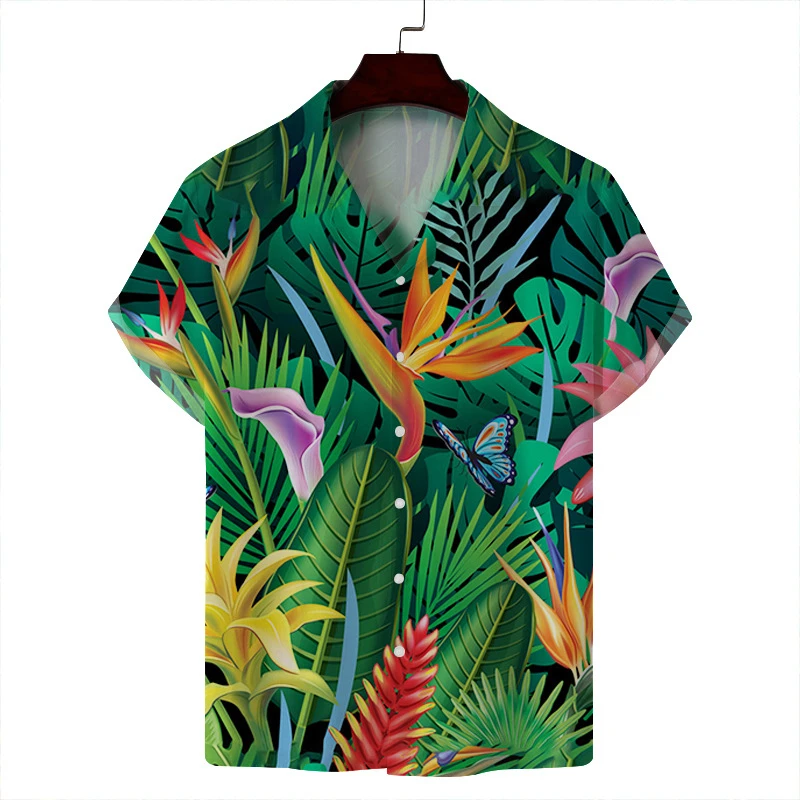 thumbnail image 1 of Camisas hawaianas de manga corta con estampado 3D de árbol de coco para hombre y mujer, ropa de calle informal para vacaciones, 1 of 5
