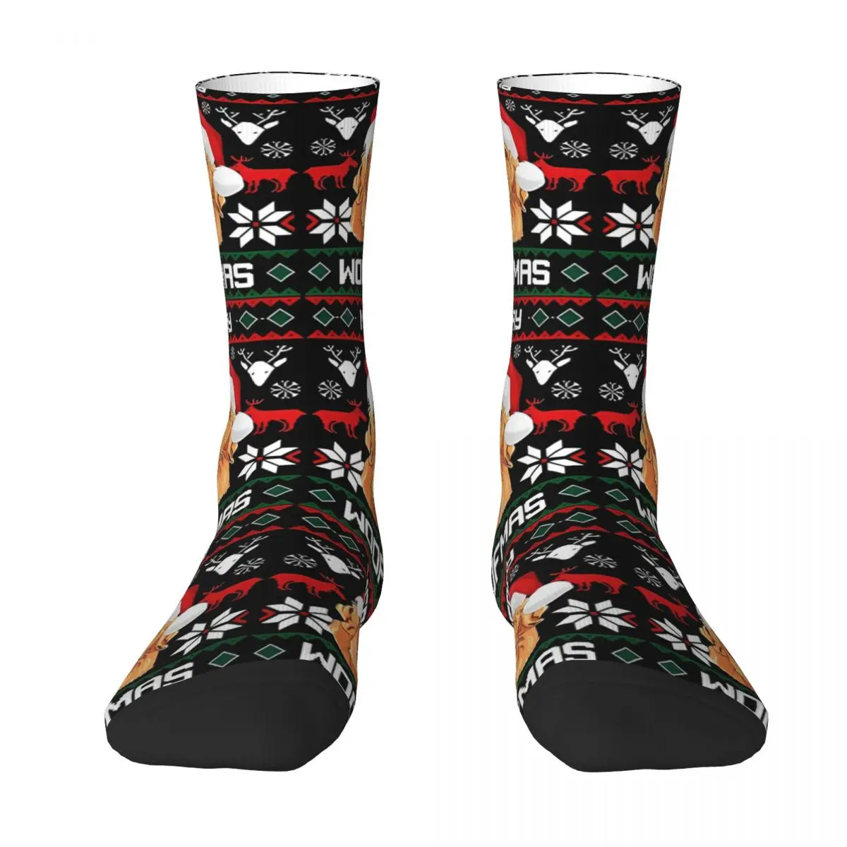 

Носки с изображением золотистого ретривера, рождественские подарочные носки с изображением золотистой собаки, мужские и женские чулки из полиэстера, индивидуальный дизайн