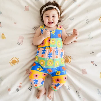 Summer Casual Baby Girls Rompers Sweet Infants Jumpsuits Clothing Sleeveless Cute Flower