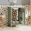 [Viedo] 20 Inch Modern Small Bathroom Vanity Cabinet With Ceramic Basin- 20*15.5*33.3 Inches,Ample Storage,1 Soft Close Door 2