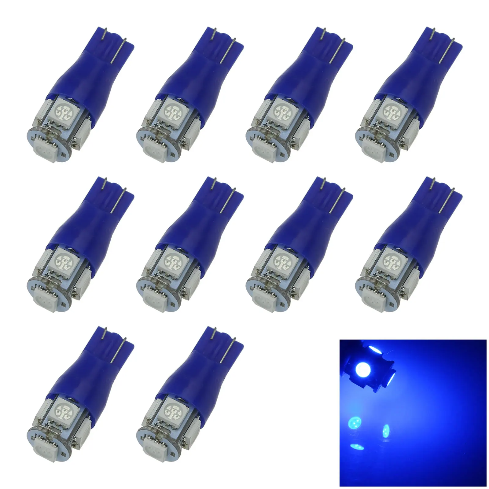 

10x синий автомобиль T10 W5W задняя лампа габаритная лампа стробоскоп 5 излучателей 5050 SMD светодиодный 657 1250