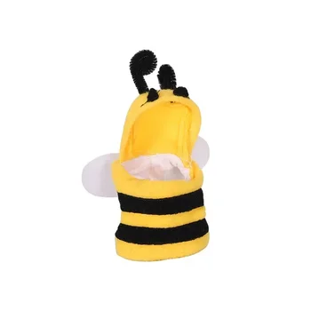 Funny Bee Shaped Birds Clothes Flying Suit Parrots Costume Cosplay Winter Warm Hat Hooded Pet Accessories for Parakeet Cockatiel 2