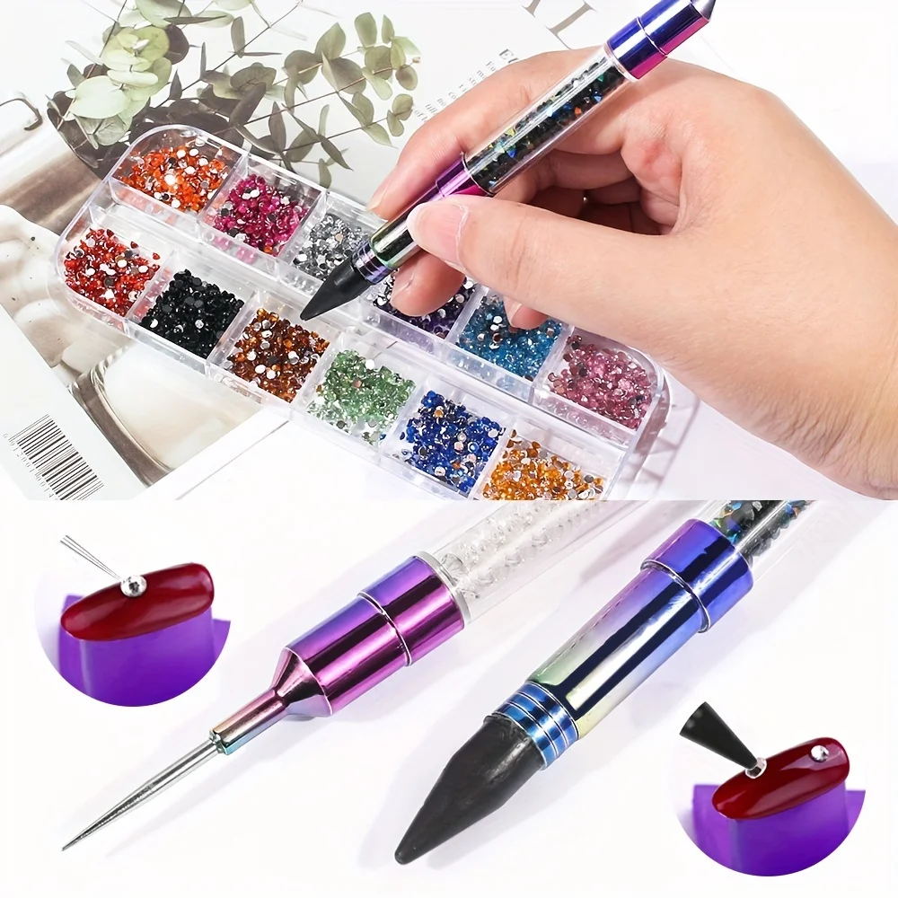Dual-ended Nail Dotting Pen Crystal Beads Handle Rhinestone Studs Picker Wax Pencil 1 PCS Manicure Nail Art Tool nail art pen nail art picking tools rhinestone picker pen nail art tools rhinestone picking tool