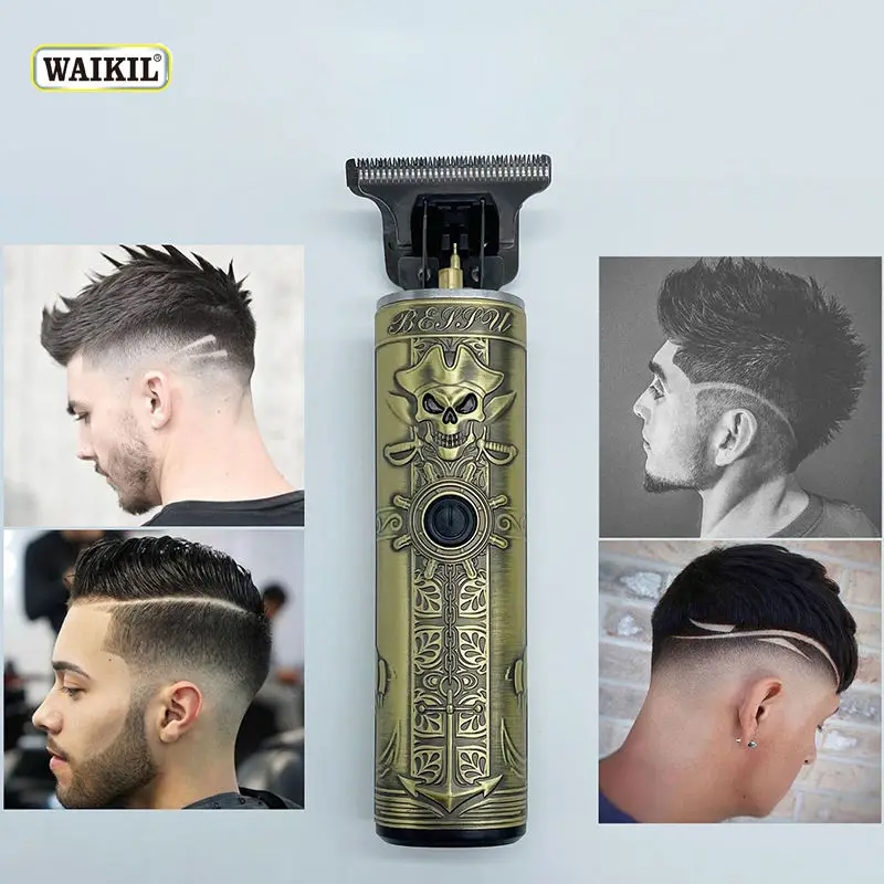 WAIKIL professional retro men's electric hair clipper multifunctional oil head USB charging sculpting scissors Hair trimmer 2