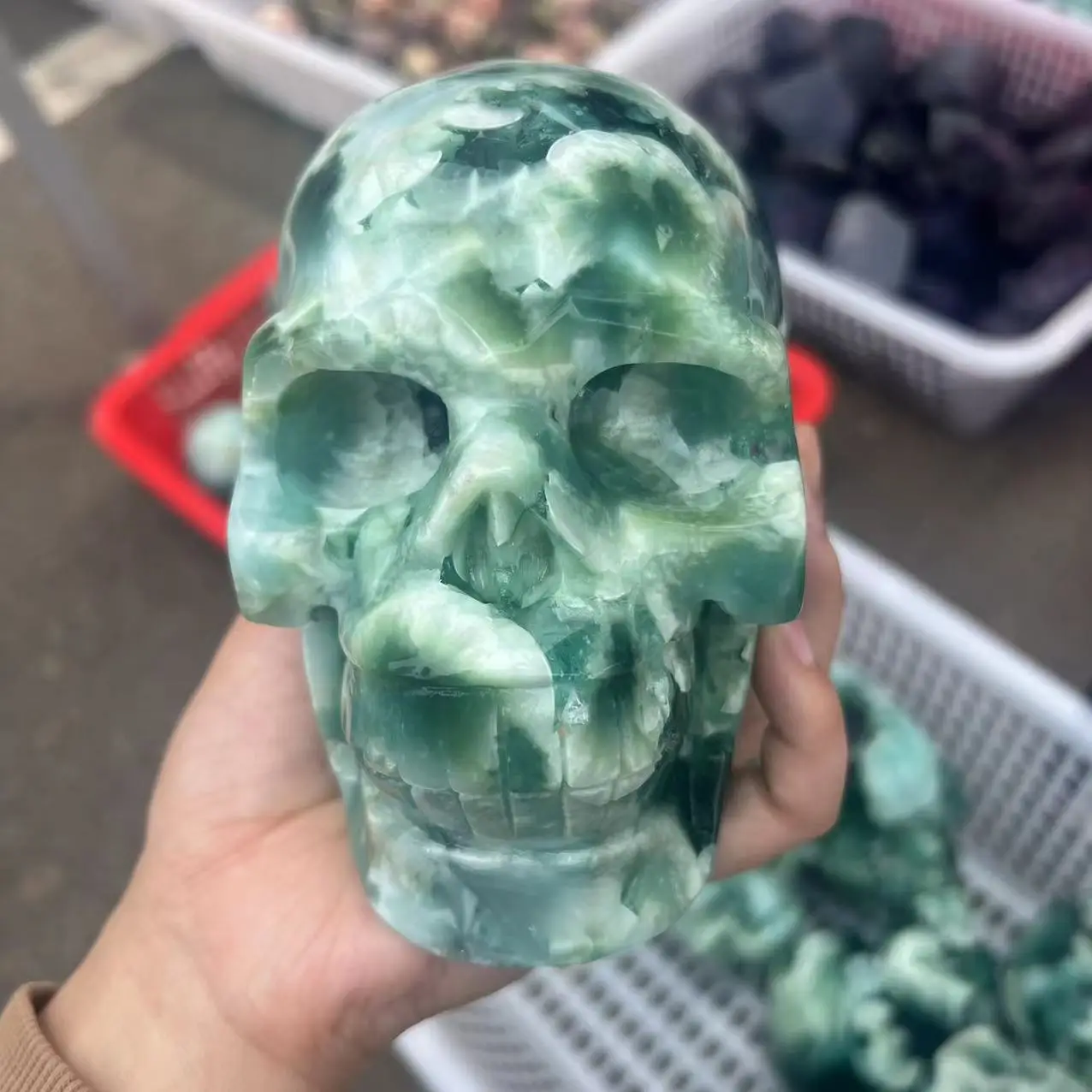 

Резная вручную статуя черепа, восстанавливающий камень рейки, подарок для украшения дома на Хэллоуин