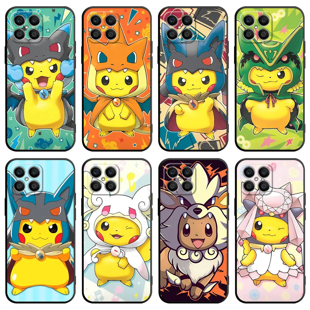 

Чехол для Huawei Honor X8, 8X, X7, 50, 70 Lite, P30 Pro, P40, X9a, X8a, 90, Magic 5, силиконовый чехол для телефона, ТПУ чехлы, чехол с покемоном, Пикачу