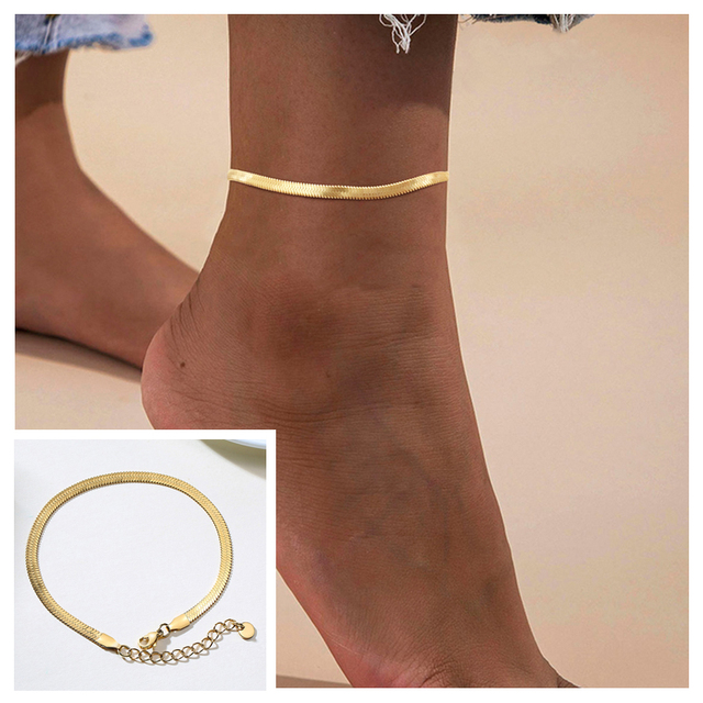 Chain Anklet for Women Girls Adjustable Summer Beach Chain Anklet Bracelet Mother's Day Gifts Stainless Steel Not Allergic