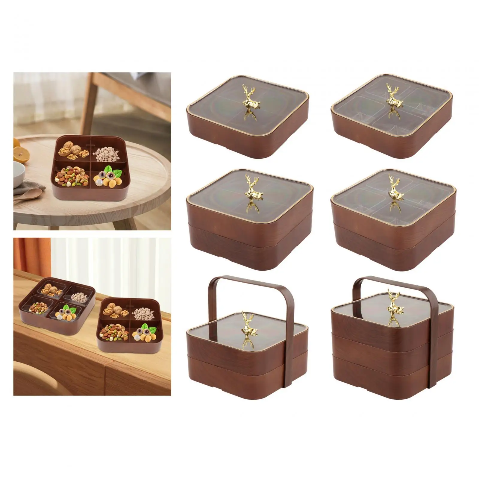 Serving Dish Tray Platter Classic Coffee Table Imitation Wood Dried Fruit Snack Candy Tray for Snacks Jewelry Fruits Cakes Nuts