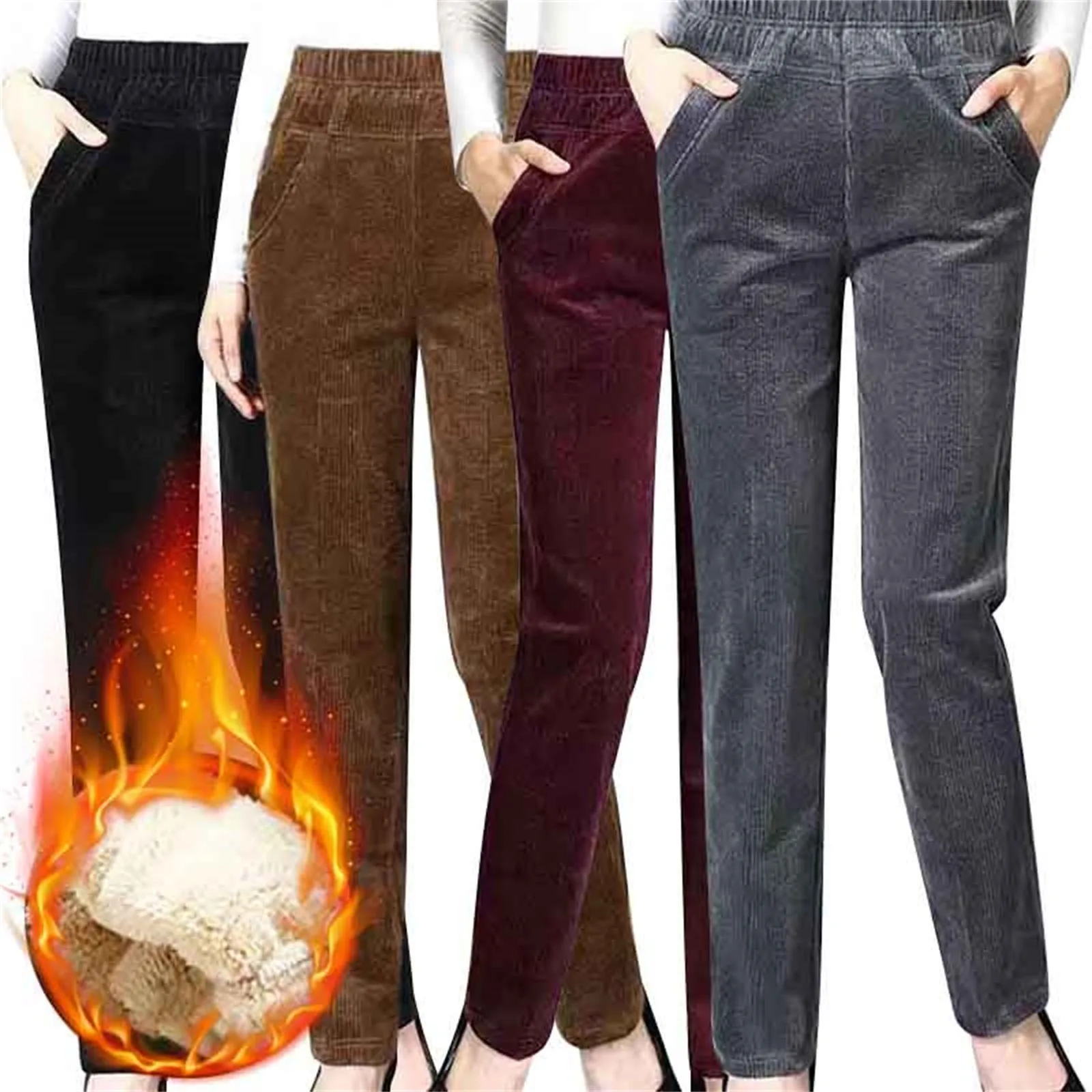 Women Business Casual Pants Linen Pants Women Fleece Lined