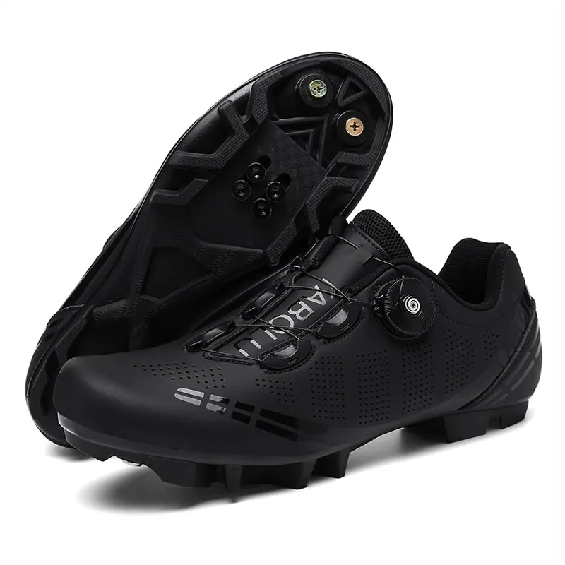 Zapatillas de ciclismo de montaña para hombre, calzado deportivo para bicicleta de carretera, botas planas para carreras de velocidad, Pedal Spd