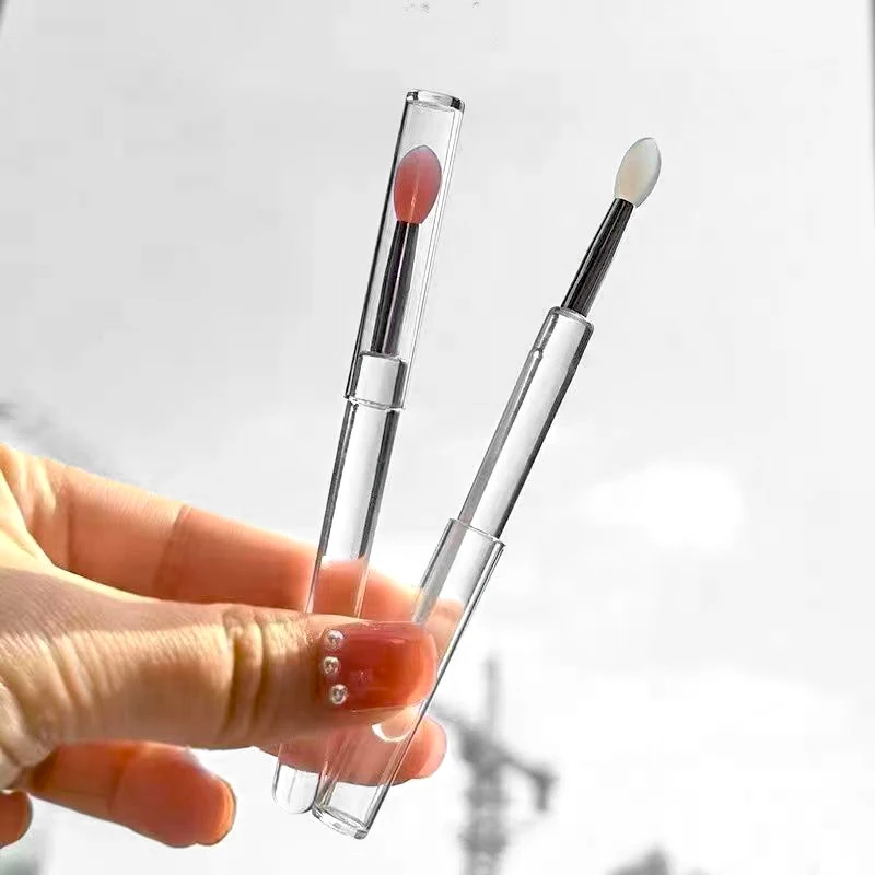 Silicone Applicator Sticks 1/3/5pcs Flat Reusable Lip Brush With Cover For Dust Prevention Nail Powder Applying Tools