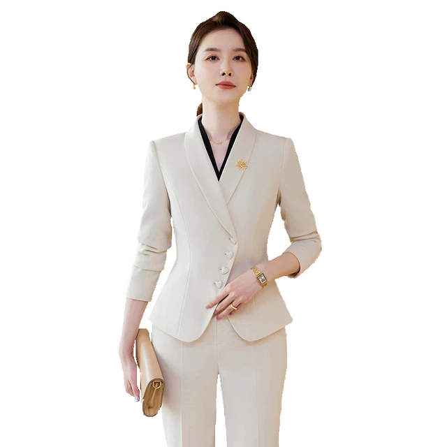 Women Wine Navy Blue Black Pant Suit Female V-Neck Formal Blazer Jacket and  Trouser 2 Piece Set For Office Ladies Work Wear - AliExpress