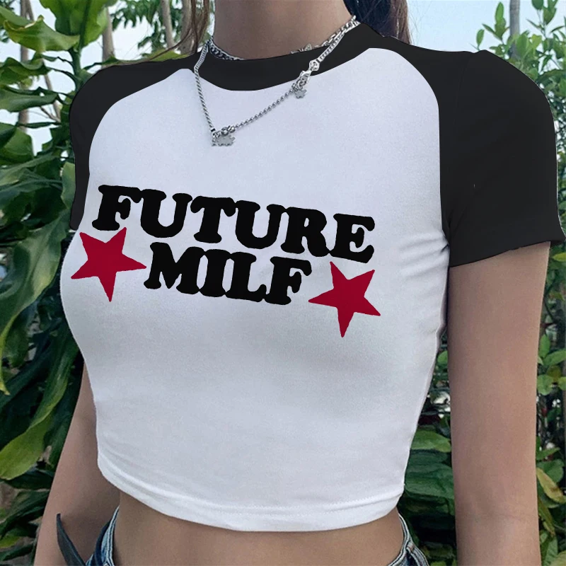2023 Sexy T Shirts Future Milf Star Fashion Women Crop Top Harajuku Streetwear Outfits Summer Sexy Party Femme Y2k Women Clothes - Image 5
