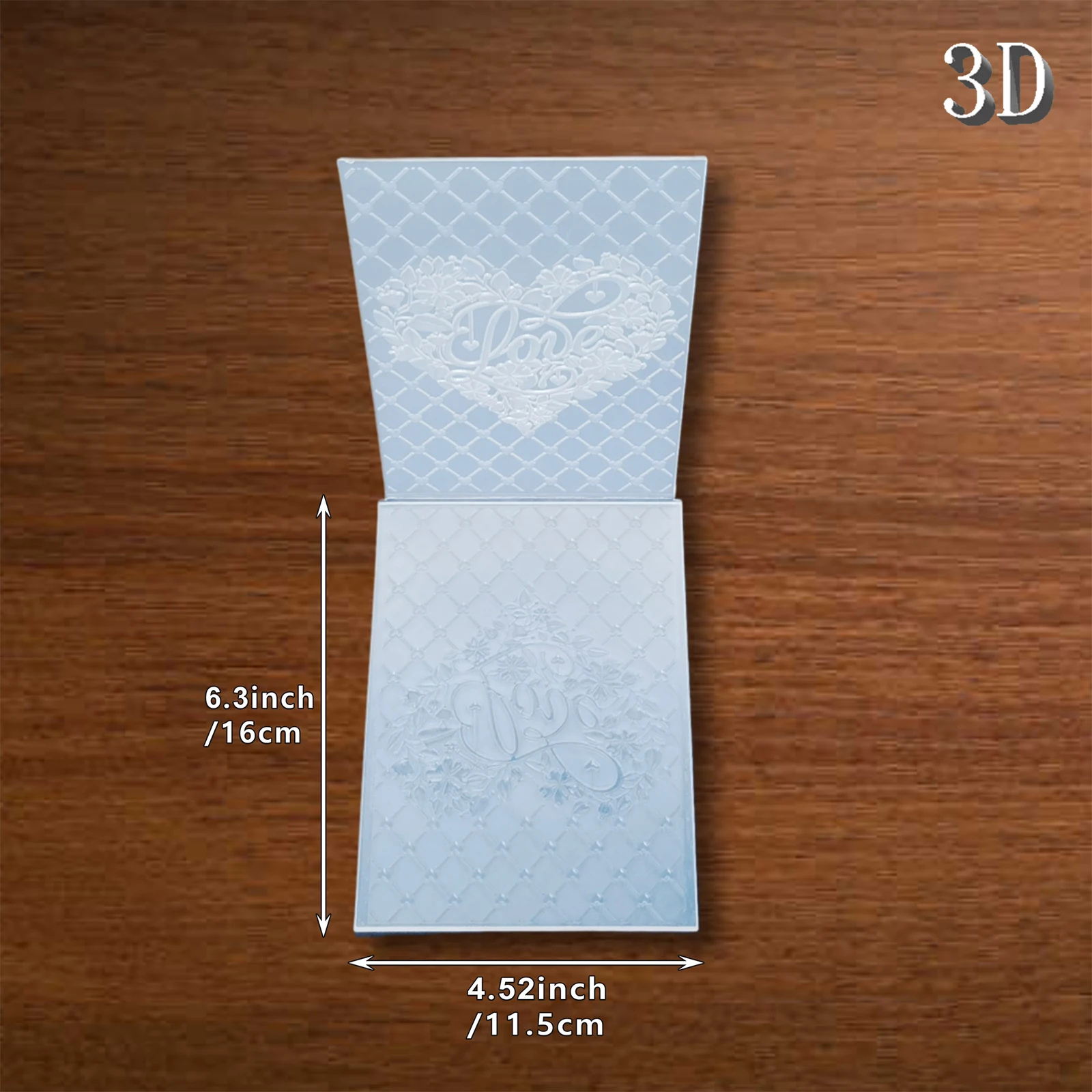 3D 엠보싱 폴더 - 사랑의 꽃무늬 디자인을 테마로, 내구성이 뛰어난 플라스틱, DIY 수공예품 및 스크랩북, 엠보싱하기 쉽다, 수타