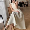 548690-4438e3.jpg فستان نسائي بلا أكمام مطوي ، فستان صيفي كوري ، فستان ماكسي متأرجح أنيق