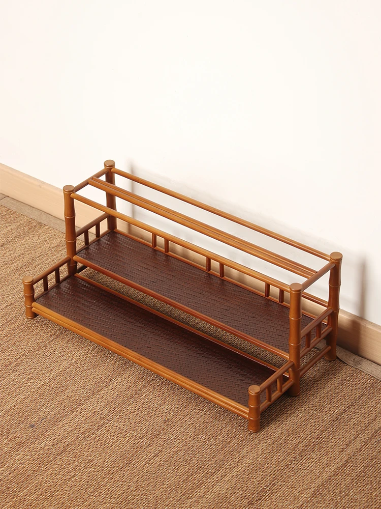 

Three layer mat tea cup holder, draining and drying cup, tea house, tea pot storage, set display rack, solid bamboo handmade