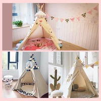 Children's Tent Teepee Tent For Kids Portable Tipi Infantil House For Children Cabana Kids Tents Decoration Carpet LED Lights 2