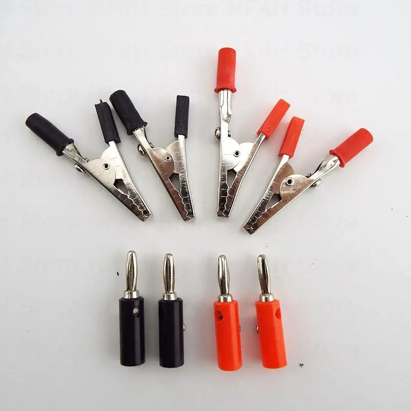 4mm banner plug Crocodile Clamp Probe Alligator Clip Alligator diy Test Probe Black Red Socket Cable Insulated electric clips B4