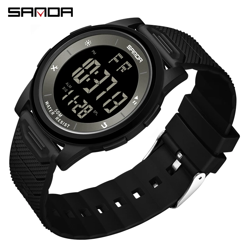 

SANDA Men's Digital Watches 10mm Super Slim Military LED Electronic Male Clock Outdoor Waterproof Sports Wristwatch reloj hombre