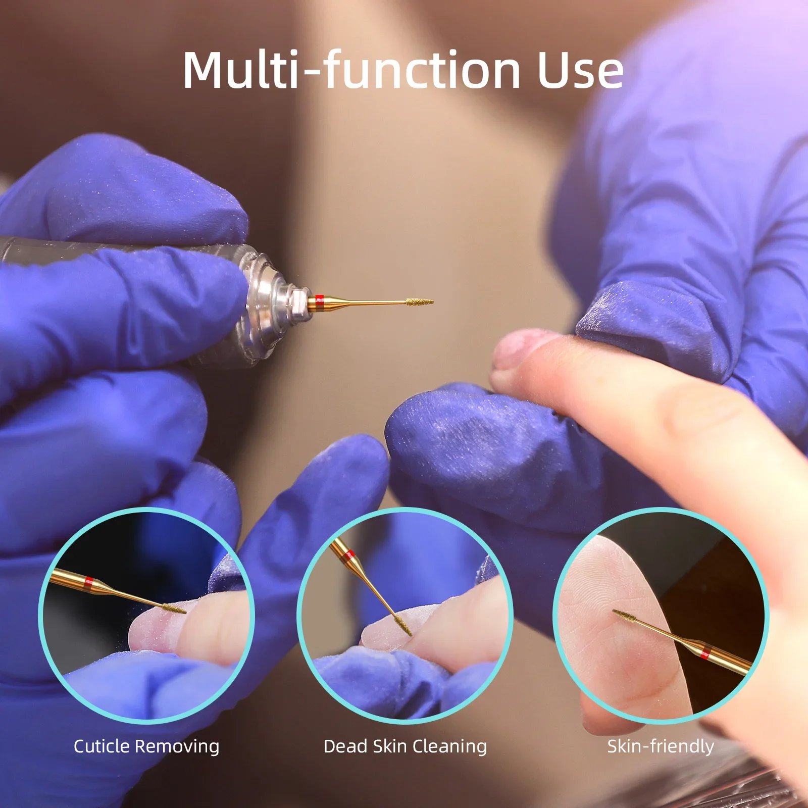 Nail Drill Bit 1mm Mini Cone Cuticle Clean Titanium Russian Diamond for Dead Skin Accessories