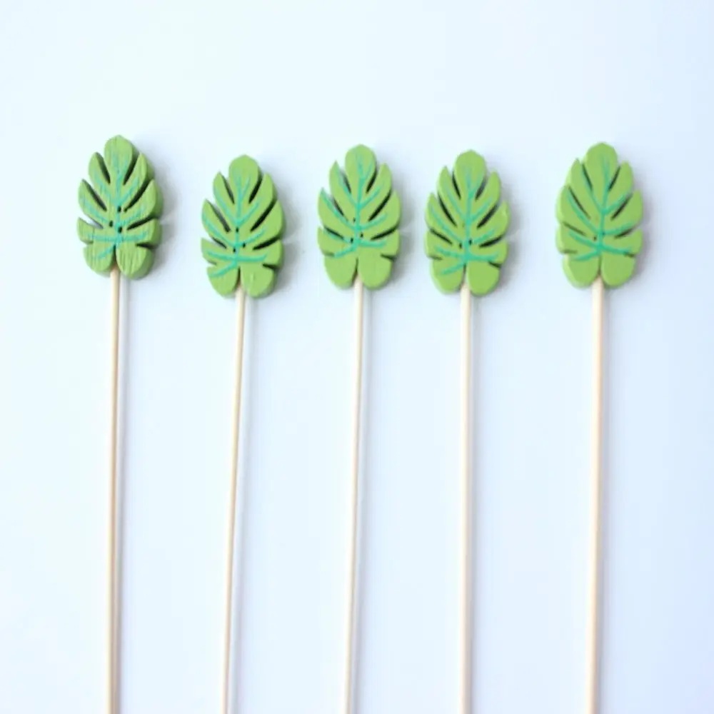 

100 pcs Green Leaf Disposable Barbecue Bamboo Skewers New 4 Inches Bamboo Fruit Bamboo Skewers Lamb Bamboo Skewers Fruit