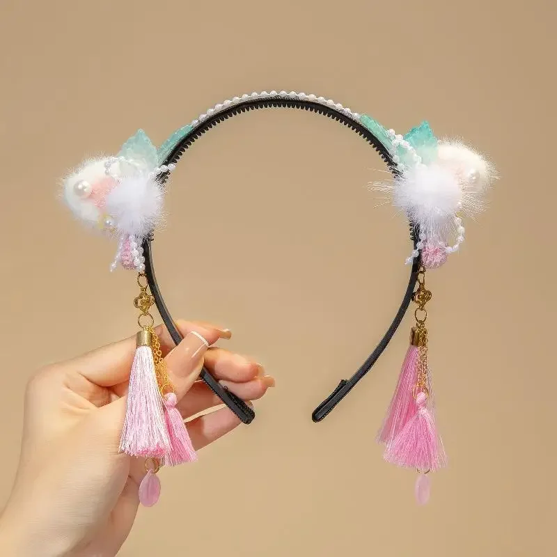 Chinesisches Neujahr Kinder Stirnband Alte Hanfu Perücke Alten Stil Kopfbedeckung Blume Quaste Niedliches Haarband Geschenk CNY – Detail 7