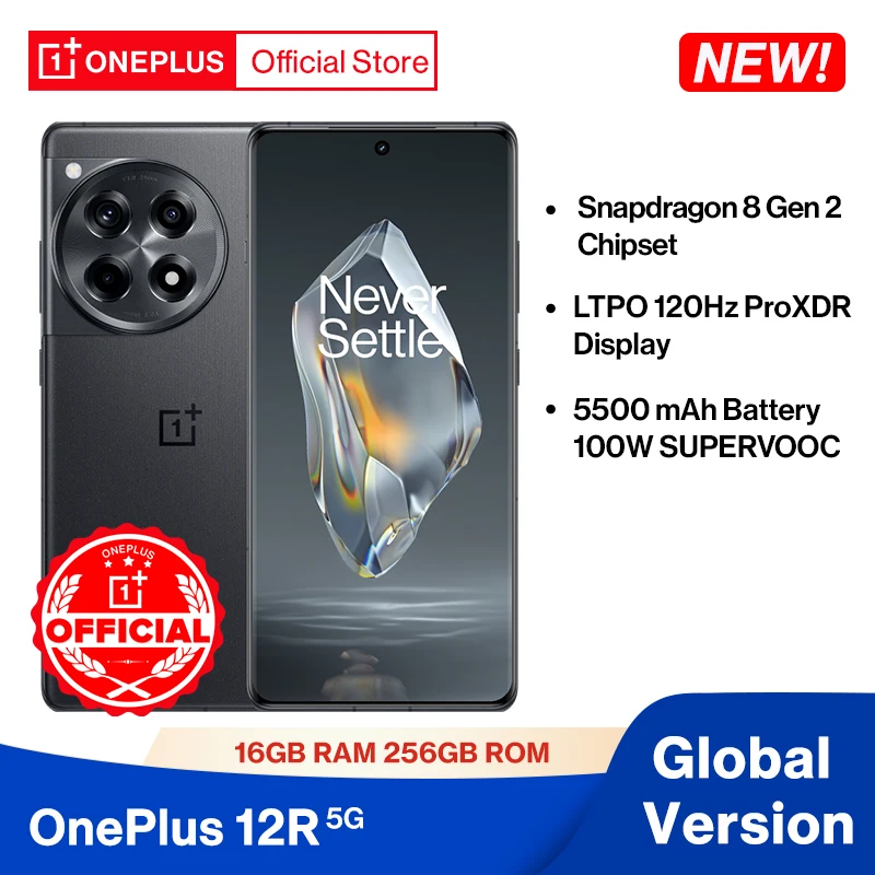 Новый OnePlus 12R глобальная версия 16 Гб 256 ГБ Snapdragon 8 Gen 2 120 Гц дисплей ProXDR 100 Вт SUPERVOOC зарядка аккумулятор 5500 мАч