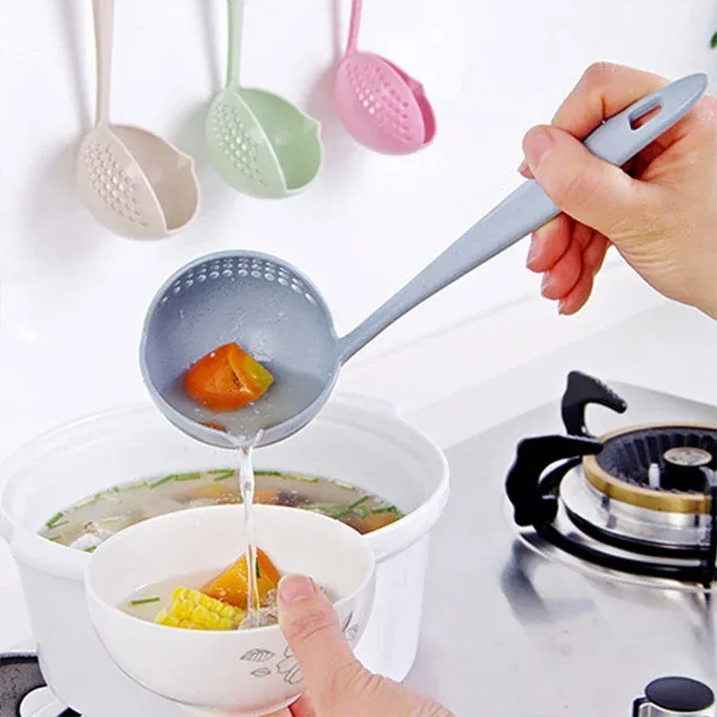 Soup Spoon Ladle Silicone Pot Spoons With Long Handle Spoon Home Strainer Cooking Colander Utensils Kitchen Scoop Tableware Hot