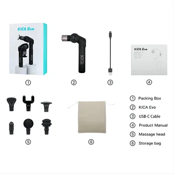 KiCA Evo فآسيا بندقية المحمولة تدليك العضلات بندقية 15 كجم 3 والعتاد 3200 دورة في الدقيقة مع 6 رؤوس التدليك 9 سنتيمتر تمديد قضيب سبائك الألومنيوم - Image 6