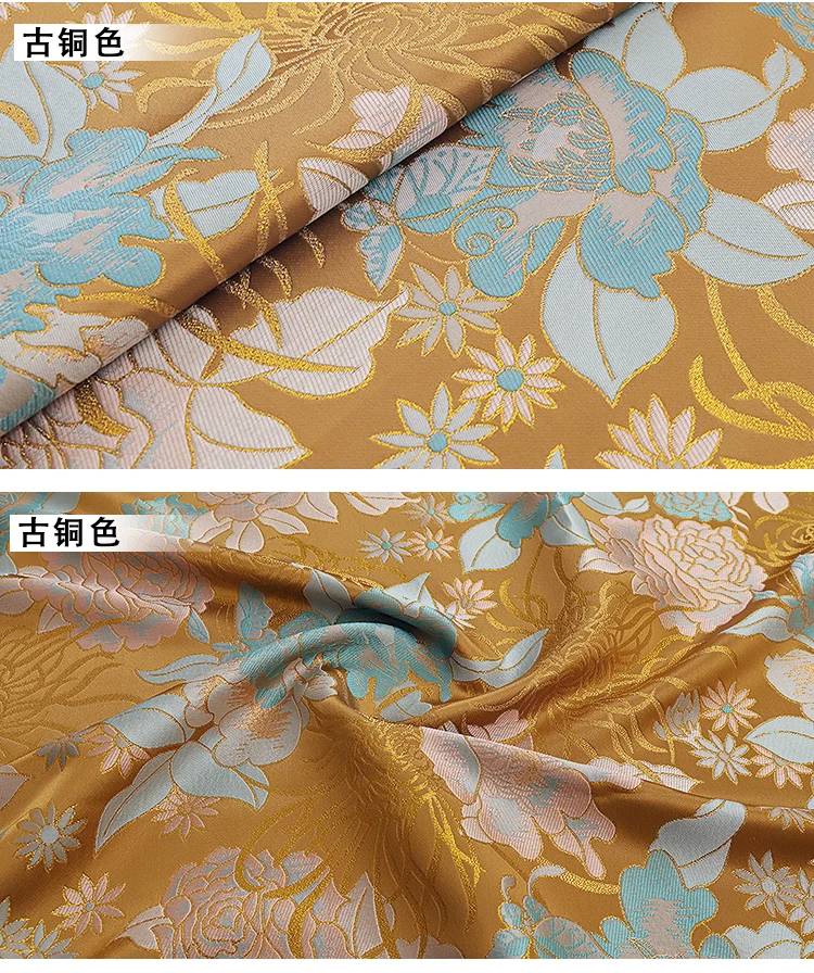 100cmX145cm Chinesischer Stil Gewebter Gold-Jacquard Song-Brokat Satin Hochwertiger Retro-Stoff für DIY-Handwerk – Detail 9