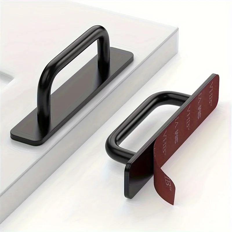 Door handles cabinet handles Adhesive Cabinet Drawer Handles Aluminium Alloy Sliding Door Handles Matte Black Cabinet Pulls for Kitchen Bedroom Wardrobe