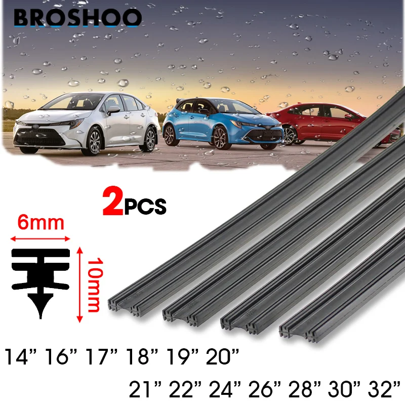 2PCS Windshield Natural Rubber Car Wiper Blade Strip (Refill) 6mm - Foto 11