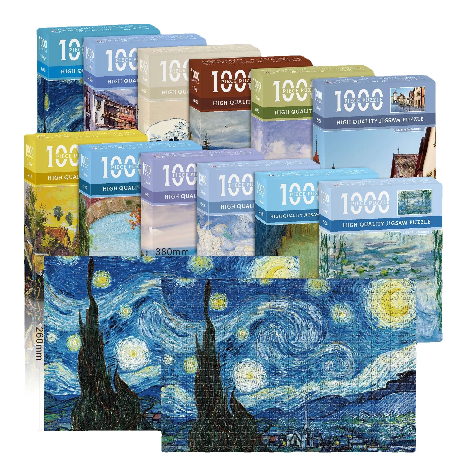 Adult Jigsaw 1000Pcs Large-scale Puzzles Game World Famous Painting Starry Night Patience and Matching Skill Kids Teenager Toys