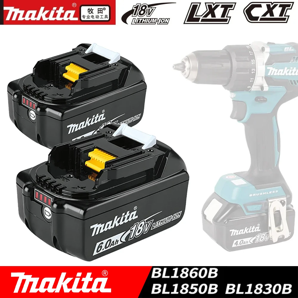 Литиевая аккумуляторная батарея Makita 18 в 6000 мАч, для электроинструмента LXT BL1860B BL1860 BL1850, сменная литий-ионная батарея