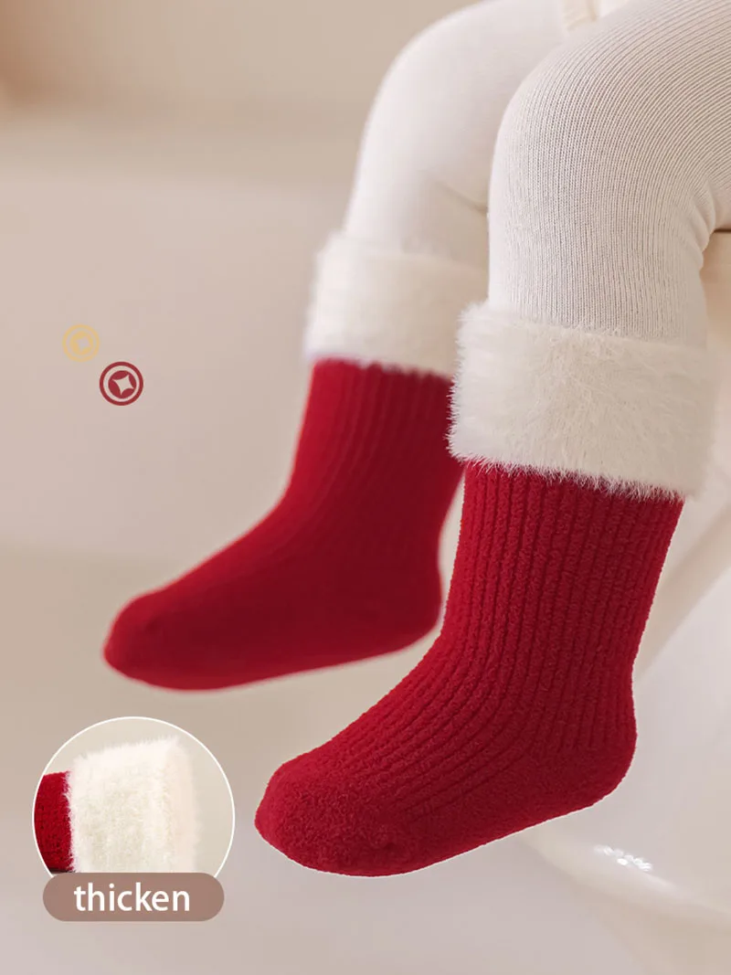 Warm Fleece Padded Stripe Socks for Kids Girls