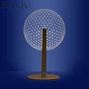 3D Effect Stereo Vision LED Desk Lamp Wood Support Acrylic Lampshade LED Light Living Room Bedroom Reading Lamp with USB Plug 5